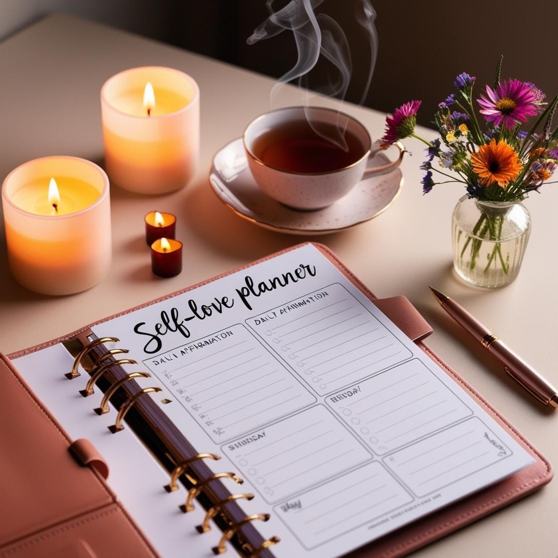 30-Day Self-Love and Care Digital Planner | Printable Daily Wellness Journal, Mindfulness & Self-Care Tracker